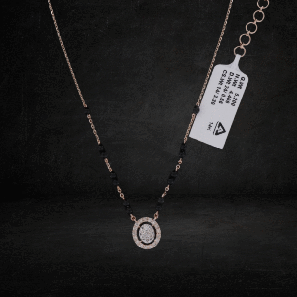Gold MangalSutra With Thin Black Pearl Thread
